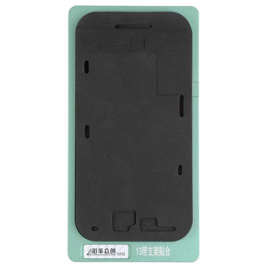 Ecrã LCD com moldura e suporte de posicionamento para iPhone 13.