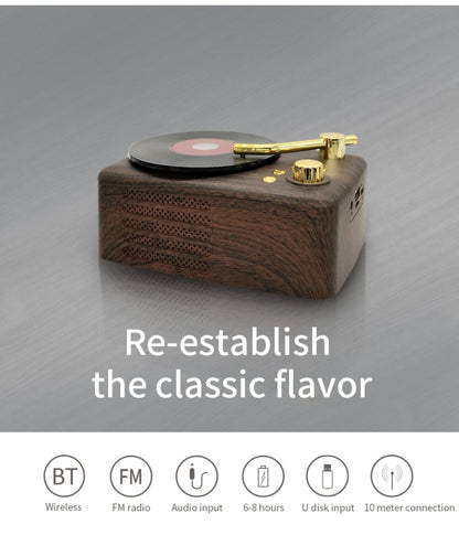 Altavoz Bluetooth estilo retro, antena FM de alta sensibilidad integrada, para viajes largos, T12 (marrón)