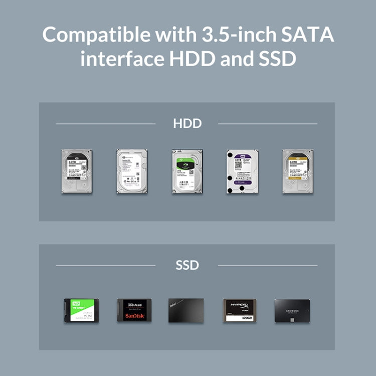 ORICO 6139C3-G2 3.5 inch Transparent USB3.1 Gen2 Type-C Hard Drive Dock