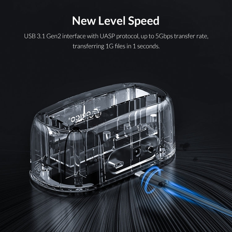 ORICO 6139C3-G2 3.5 inch Transparent USB3.1 Gen2 Type-C Hard Drive Dock