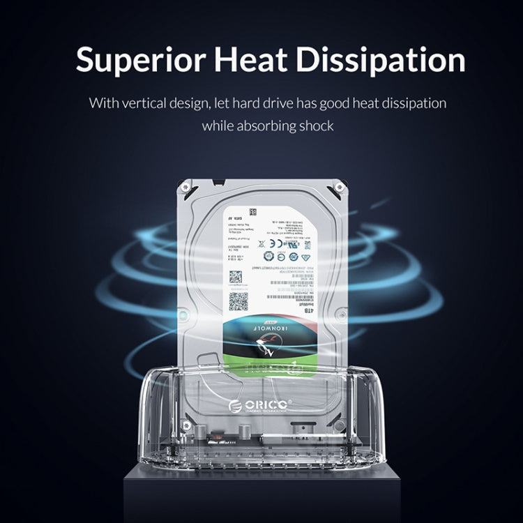 ORICO 6139C3-G2 3.5 inch Transparent USB3.1 Gen2 Type-C Hard Drive Dock
