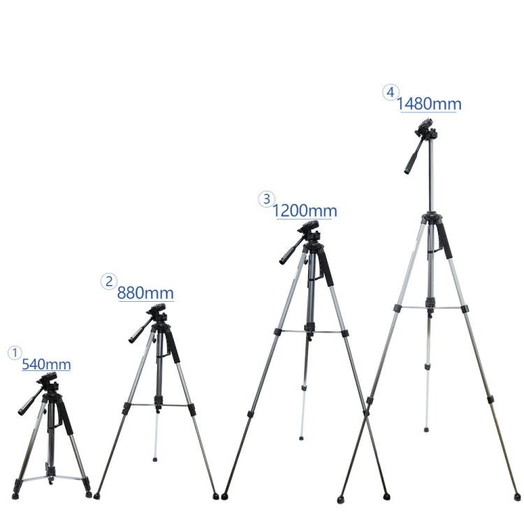 L-1200 Camera Tripod Live Broadcast Bracket For Mobile Phones, Cameras, Projectors 55-148CM Universal Adjustable Tripod (Silver), L-1200