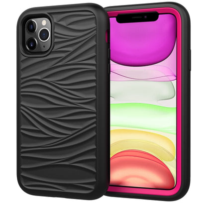 For iPhone 11 Wave Pattern 3 in 1 Silicone+PC Shockproof Protective Case, For iPhone 11