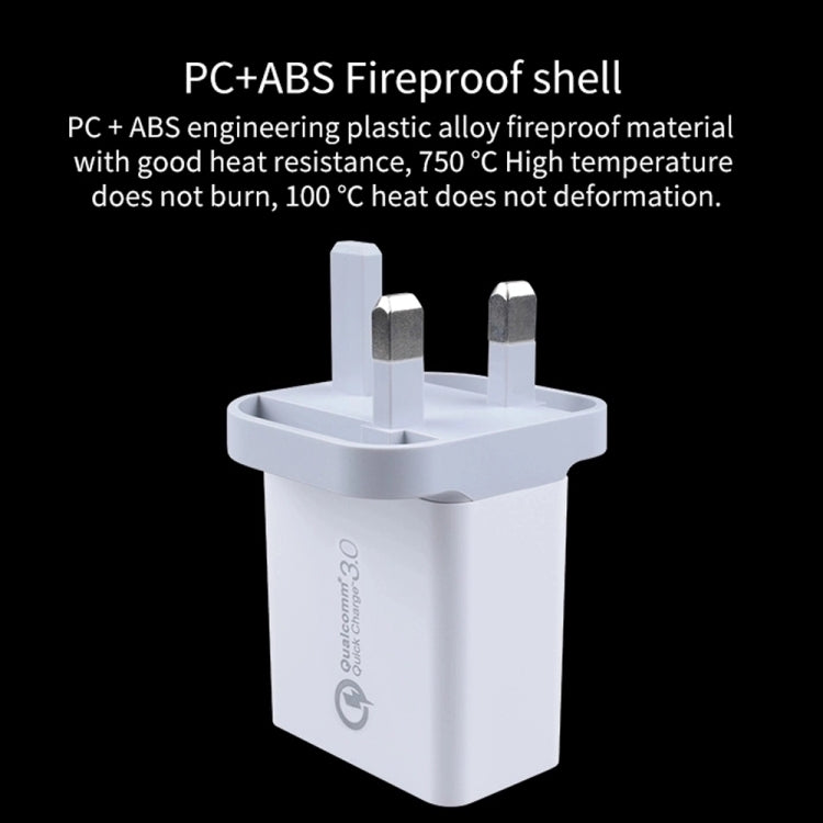 SDC-30W 2 in 1 USB to 8 Pin Data Cable + 30W QC 3.0 USB + 2.4A Dual USB 2.0 Ports Mobile Phone Tablet PC Universal Quick Charger Travel Charger Set,  UK Plug, with 8 Pin Cable, UK Plug