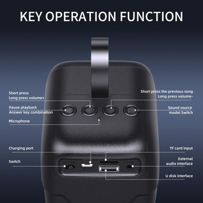 BT08 Portable Cylindrical Bluetooth Speaker, Supports TF card / FM / 3.5mm AUX / U Disk