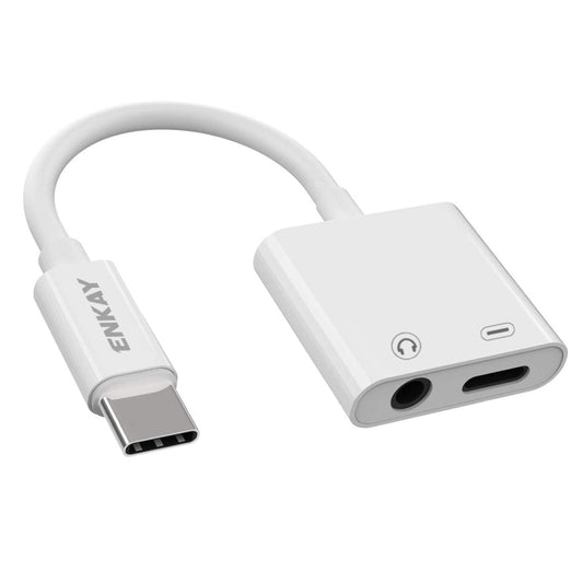 ENKAY ENK-AT106 Cabo Adaptador de Dados e Áudio USB-C/Tipo-C para 3,5 mm + Auricular Tipo-C e Carregador