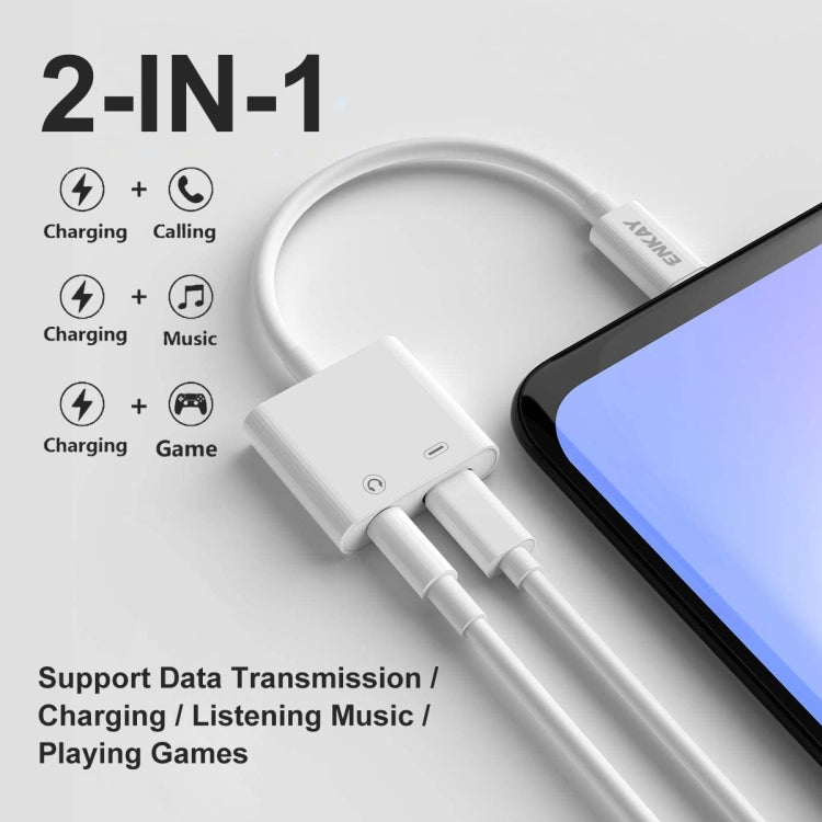 ENKAY ENK-AT106 USB-C / Type-C to 3.5mm Audio + Type-C Headphone & Charging Adapter Data Cable