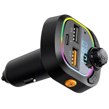 C28 Fast Charging Atmosphere Light Handsfree Car Kit Car Mp3 Player Stereo FM Transmitter, C28
