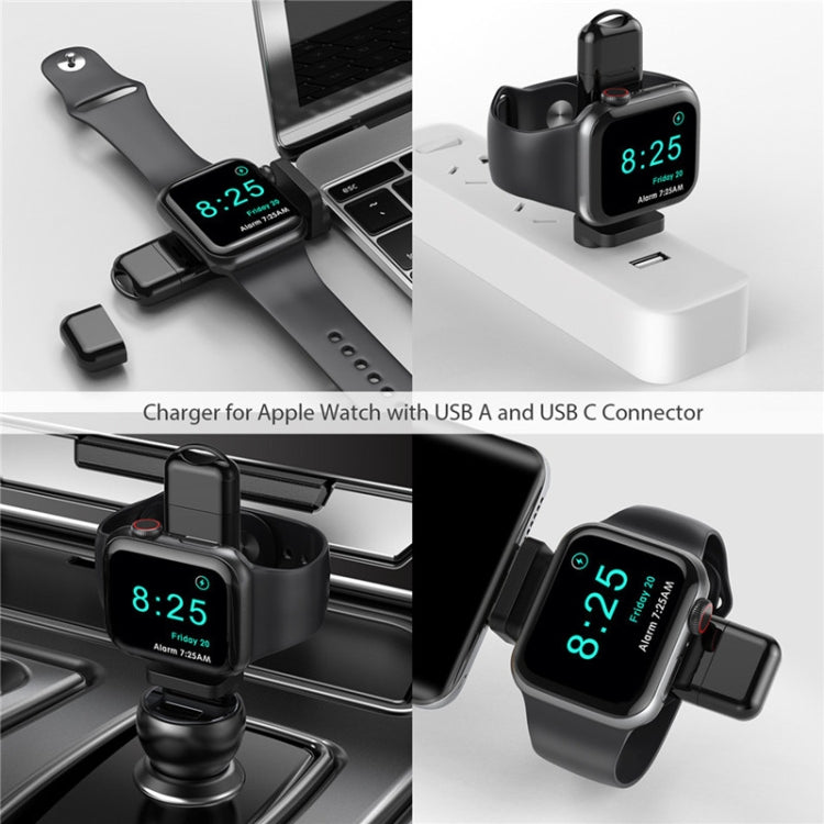 Cargador inalámbrico rápido magnético A05 2 en 1 tipo C/USB-C a USB-A para Apple Watch