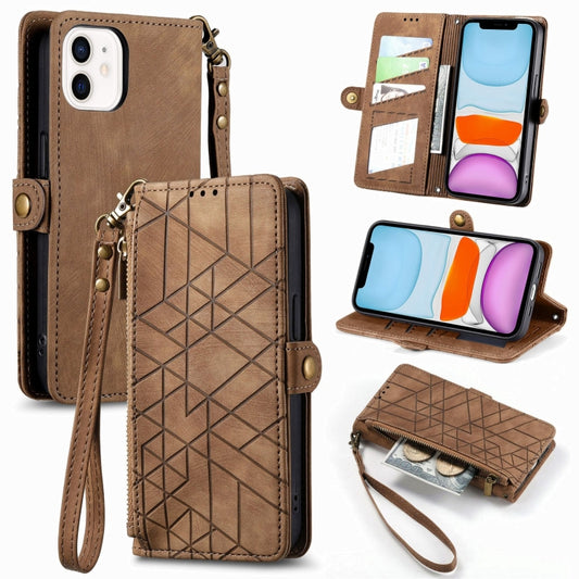 Geometric Zipper Wallet Side Buckle Leather Phone Case, For iPhone 11, For iPhone 11 Pro, For iPhone X / XS, For iPhone XR, For iPhone XS Max, For iPhone 7 Plus / 8 Plus, For iPhone 6 Plus / 6s Plus, For iPhone 6 / 6s