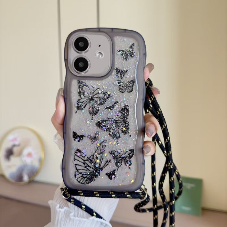 Crossbody Wave Edge Butterfly TPU Phone Case, For iPhone 11