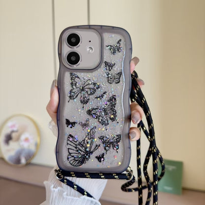 Crossbody Wave Edge Butterfly TPU Phone Case, For iPhone 11