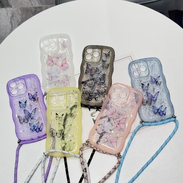 Crossbody Wave Edge Butterfly TPU Phone Case, For iPhone 11