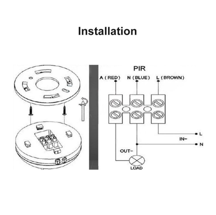 Interruptor de sensor de movimiento PIR infrarrojo de 12 V con retardo de detección de 360 ​​grados para luz de techo LED