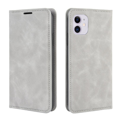 For iPhone 11   Retro-skin Business Magnetic Suction Leather Case with Purse-Bracket-Chuck, For iPhone 11