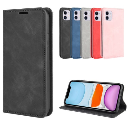 For iPhone 11   Retro-skin Business Magnetic Suction Leather Case with Purse-Bracket-Chuck, For iPhone 11
