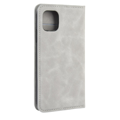For iPhone 11   Retro-skin Business Magnetic Suction Leather Case with Purse-Bracket-Chuck, For iPhone 11