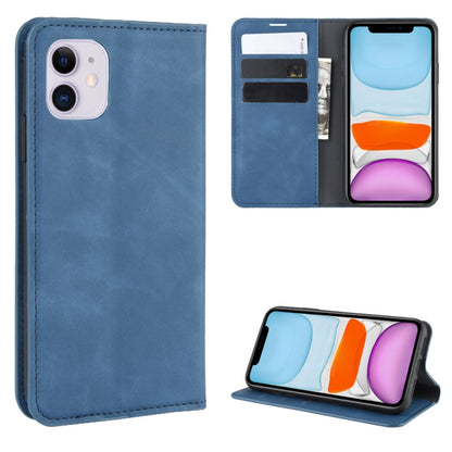 For iPhone 11   Retro-skin Business Magnetic Suction Leather Case with Purse-Bracket-Chuck, For iPhone 11