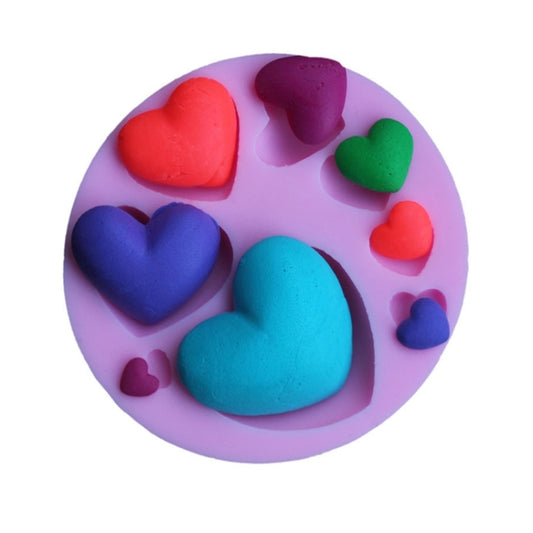 Conjunto de 2 Moldes em Silicone para Fondant com Estampado de Coração para Bolos DIY