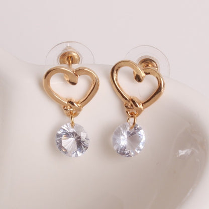 2 pendientes elegantes con diseño de corazón de cristal para mujer.