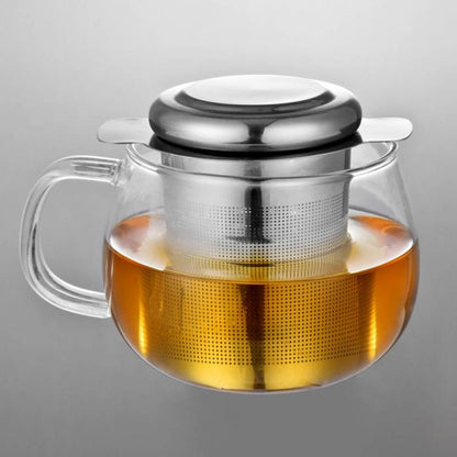 Infusor de té de acero inoxidable con tapa y bandeja de goteo. Colador de té. Infusor de té de acero inoxidable.
