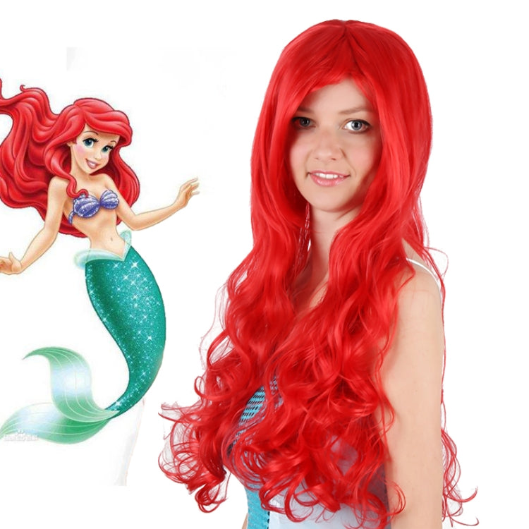 Peluca de cosplay de la princesa Ariel de La Sirenita de Anime, peluca de Halloween para fiesta, cabello sintético rojo rizado