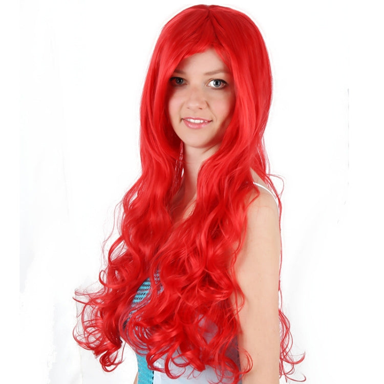 Peluca de cosplay de la princesa Ariel de La Sirenita de Anime, peluca de Halloween para fiesta, cabello sintético rojo rizado