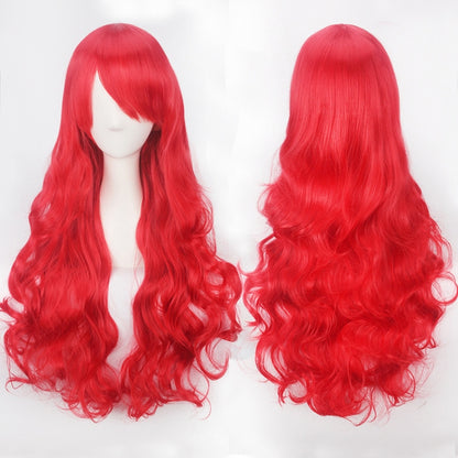 Peluca de cosplay de la princesa Ariel de La Sirenita de Anime, peluca de Halloween para fiesta, cabello sintético rojo rizado