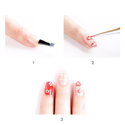 3 PCS Nail Art Brush Crystal Acrylic Thin Liner Drawing Pen Painting Stripes Flower Manicure Tools