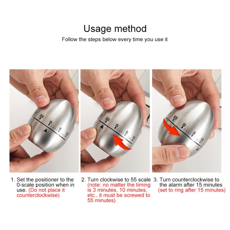Mechanical Egg Kitchen Cooking Timer Alarm 60 Minutes Stainless Steel  Kitchen Tools, Mechanical Egg Timer