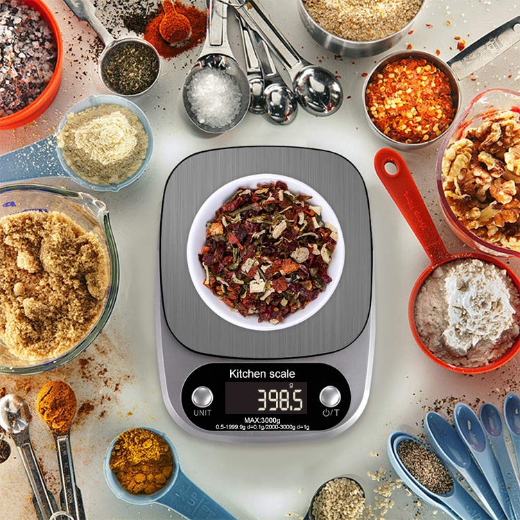 BOH-C305 Kitchen Stainless Steel LCD  Electronic Scale, Specification: 3kg/0.1g, 3kg/0.1g