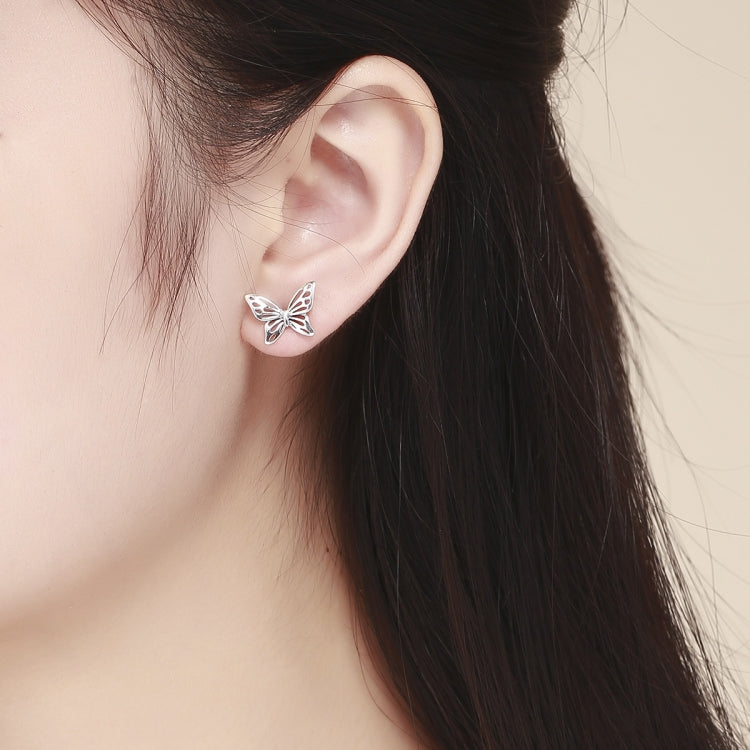 Brincos borboleta em prata de lei S925, SCE452