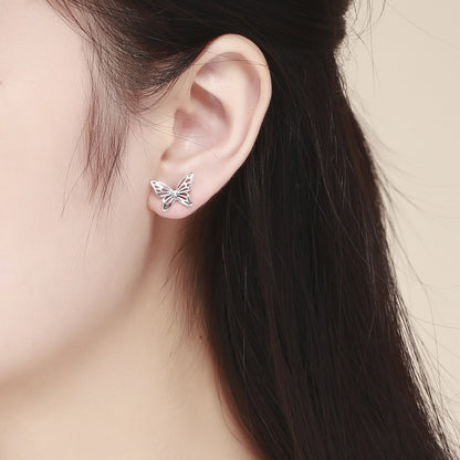 Brincos borboleta em prata de lei S925, SCE452