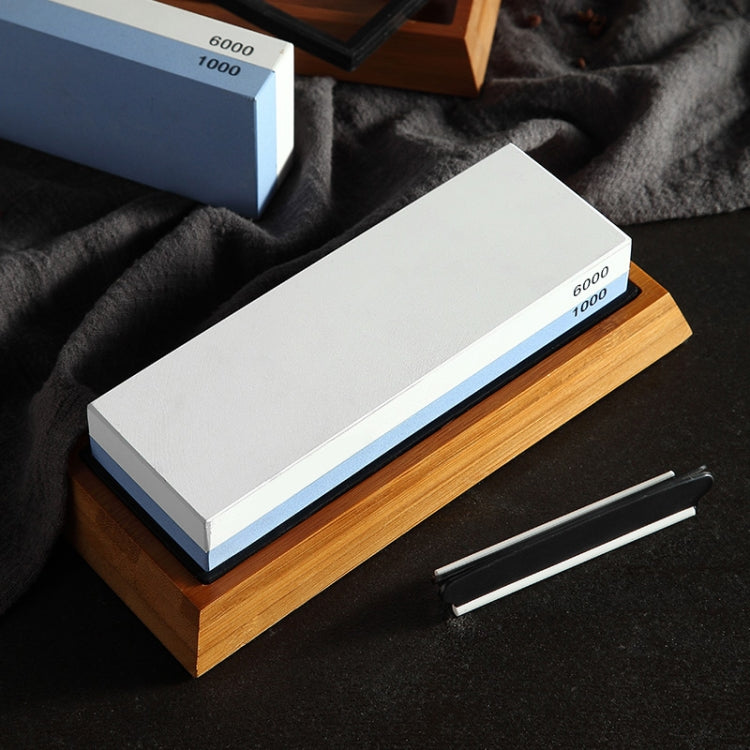 1000/6000 Red White Whetstone Double-sided Bamboo Base Set, Blue White Whetstone