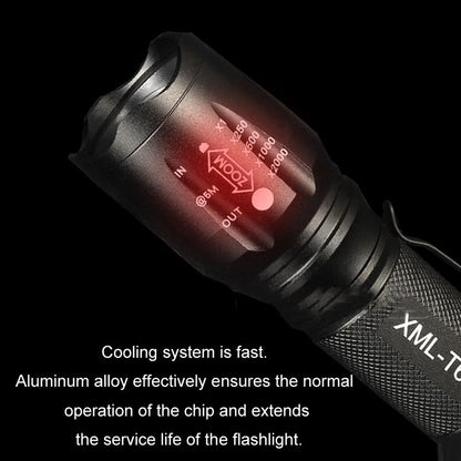 T02 Pen Clip Mini Flashlight T6 Telescopic Zoom Led Flashlight Outdoor Waterproof Long Shot Glare Flashlight, T02 Pen Clip