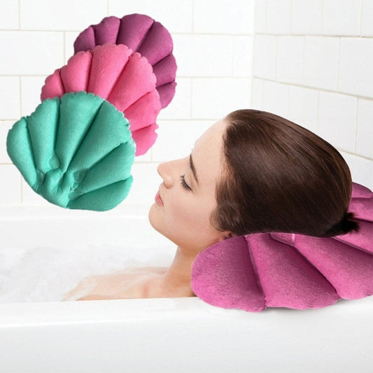 Shell Shaped Soft Bathroom Pillow Home Comfortable Spa Inflatable Bathtub Cushion, Random Color Delivery, Spa Inflatable Bathtub Cushion