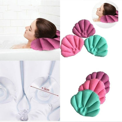 Shell Shaped Soft Bathroom Pillow Home Comfortable Spa Inflatable Bathtub Cushion, Random Color Delivery, Spa Inflatable Bathtub Cushion