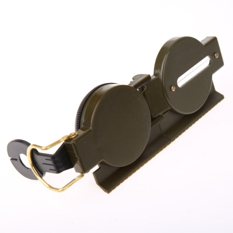 Brújula portátil plegable con lente verde militar, multifunción, miniherramienta para acampar, escalar y exteriores, verde militar