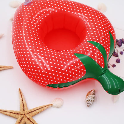 2 PCS Strawberry Shape Inflatable Coaster Floating Water Drink Cup Holder, Strawberry