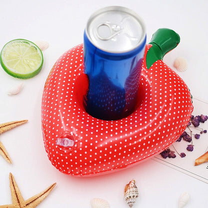 2 PCS Strawberry Shape Inflatable Coaster Floating Water Drink Cup Holder, Strawberry