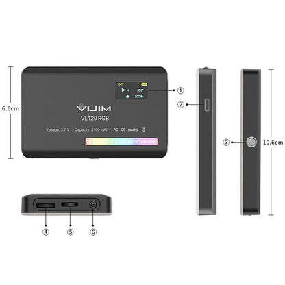 Ulanzi VL120 RGB Full Color RGB SLR Camera Photography Live Photo Video Small Light, VL120 RGB