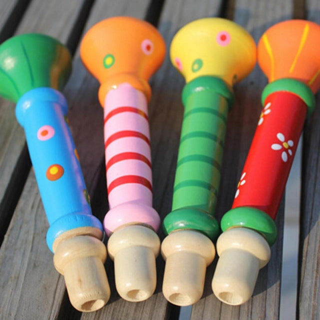 Cartoon Wooden Trumpet Toy Children's Puzzle Early Teaching Instrument, Color Random