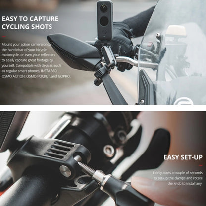 PGYTECH Action Camera Handlebar Mount For Insta360 ONE / ONE R / OSMO Action / GoPro, Handlebar Mount