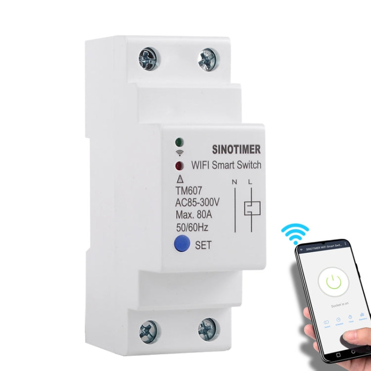 SINOTIMER TM607 Intelligent Wifi Timer Mobile App Home Rail Remote Control Time Switch 80A 85-300V, TM607