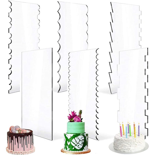 6 In 1 Clear Acrylic Cake Scraper Smoothing Tool Set, 6 In 1