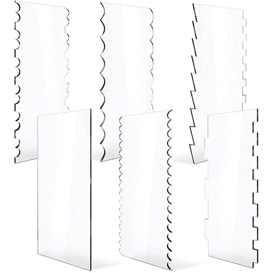 6 In 1 Clear Acrylic Cake Scraper Smoothing Tool Set, 6 In 1