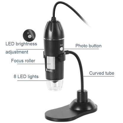 A8 50X-1000X USB Hose Stand Digital Microscope LED Light Handheld Portable Microscope, A8 50X-1000X