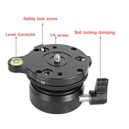 BENXIN DY-60N Universal Horizontal Adjustment Base Panoramic Pan-tilt SLR Camera Adjustment Table Hemispherical Base, DY-60N 1/4 inch