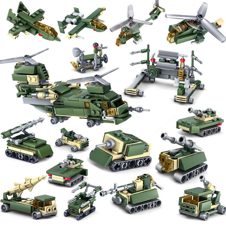 KAZI - Juego de bloques de construcción 16 en 1 para equipos terrestres, juguetes educativos, rango de edad: a partir de 6 años, 84053