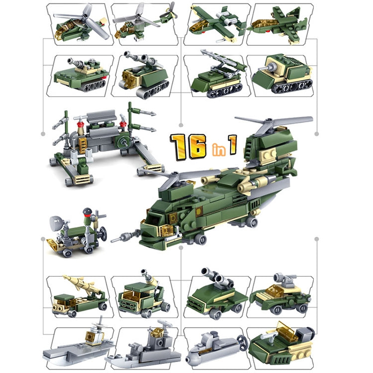 KAZI - Juego de bloques de construcción 16 en 1 para equipos terrestres, juguetes educativos, rango de edad: a partir de 6 años, 84053